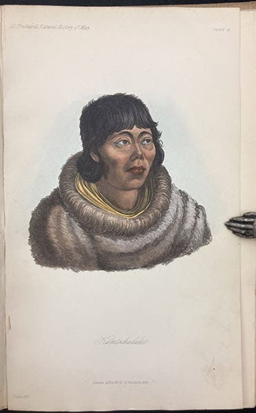 A Kamchatkan, hand-colored lithograph in The Natural History of Man, by James Cowles Prichard, 4th ed., vol. 1, plate 9, 1855 (Linda Hall Library)