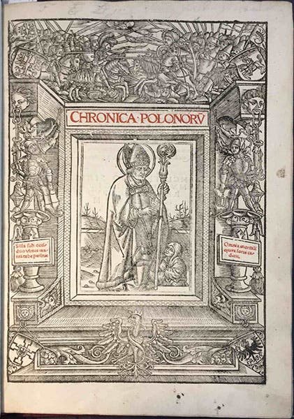 Title page of Miechowita’s history of Poland, from the 1521 second edition. (British Library, photo by Karl Galle)
