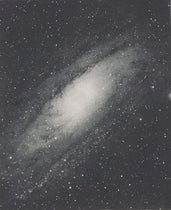 M31 great nebula in Andromeda, photograph by James Keeler, cropped to plate borders, heliogravure in Photographs of Nebulae and Clusters Made with the Crossley Reflector, by James Keeler, Lick Observatory, plate 1, 1908 (Linda Hall Library)