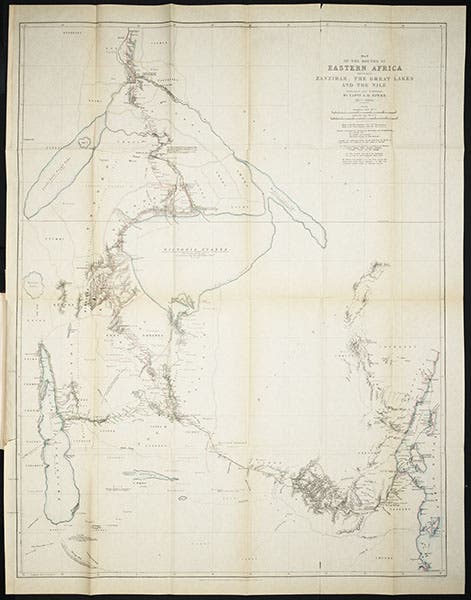 Map of East Africa by John Speke, Journal of the Royal Geographical Society, 1863 (Linda Hall Library)