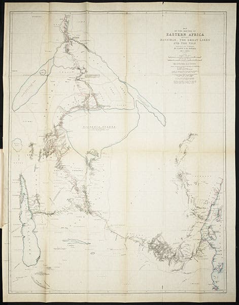 Map of East Africa by John Speke, Journal of the Royal Geographical Society, 1863 (Linda Hall Library)