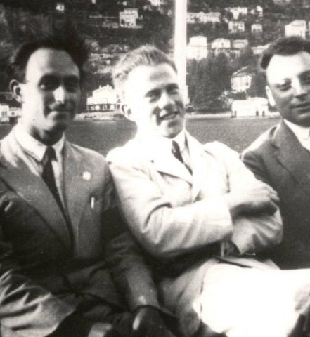 Enrico Fermi (L), Werner Heisenberg (C), Wolfgang Pauli (R), undated photograph (ResearchGate)