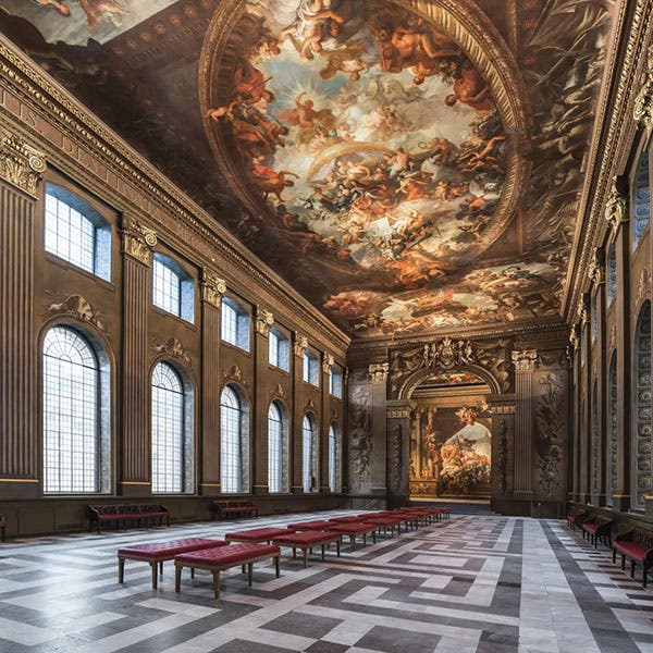 Ceiling of the Painted Hall, painted by James Thornhill, 1715-26, Greenwich Hospital, now Old Royal Naval College, Greenwich (theartnewspaper.com)