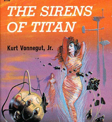 The cover of Kurt Vonnegute’s <i>The Sirens of Titan</i>, a paperback original edition, 1959 (modamaison on wordpress.com)