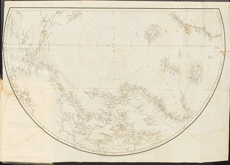 Map of the complete Arctic archipelago, as explored between 1818-1846, by ships of the Royal Navy sent out by John Barrow, folding engraving in Voyages of Discovery and Research within the Arctic Regions, ed. by John Barrow, 1846 (Linda Hall Library)