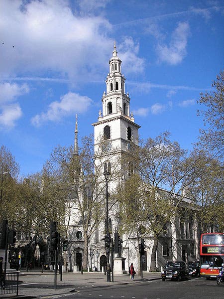 St. Clement Danes church, London, built to the design of Christopher Wren, 1682 (Wikimedia commons)