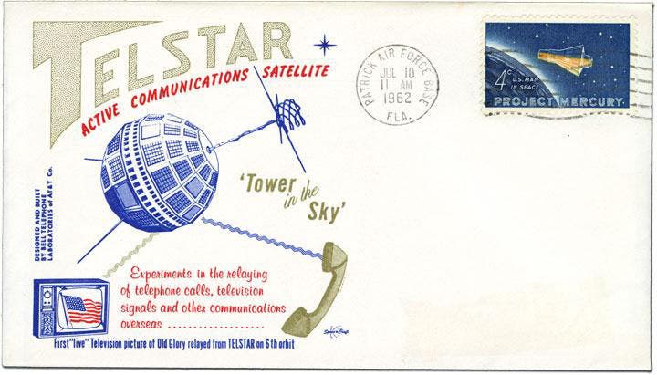 First-day cover commemorating the launch of Telstar 1, July 10, 1962, National Postal Museum, Smithsonian Institution (postalmuseum.si.edu)