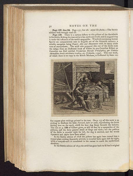 Aesop’s fable of the Blacksmith and the Dog, etching, 1594, reproduced in Silvanus Thompson, Notes, 1901 (Linda Hall Library)