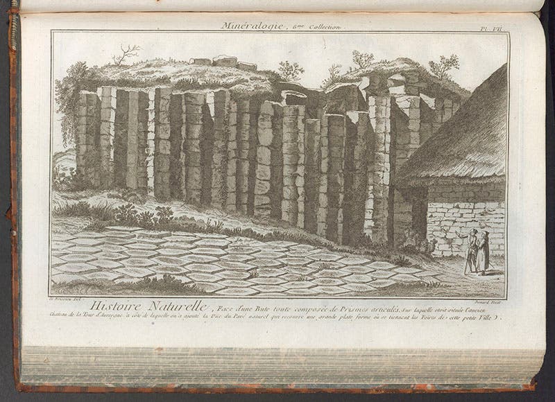 View of columnar basalt at the Tour d’Auvergne, from Encyclopédie, plate volume 6, 1768 (Linda Hall Library)