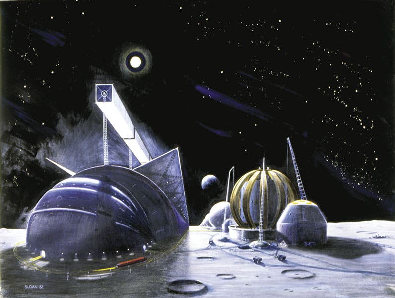Selenopolis, a lunar city conceptualized by Krafft Ehricke, drawn by Christopher Sloan, date unknown (schillerinstitute.com)