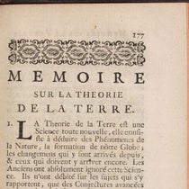 Opening paragraph of Mémoire sur la théorie de la terre, by Louis Bourguet, in Lettres philosophiques, p. 177, 1729 (Linda Hall Library)