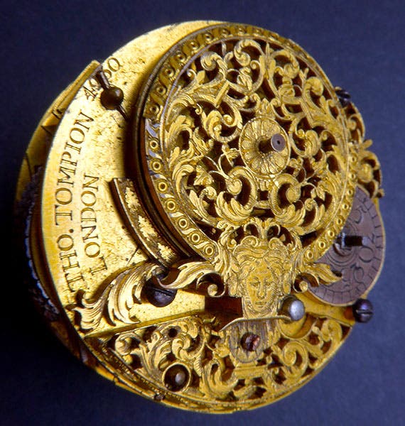 Mechanism of watch by Thomas Tompion, 1708, serial no. 4230 (Antiquarian Horology)