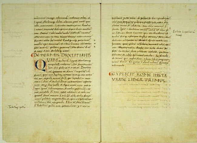 Manuscript of Flavio Biondo, Roma instaurata, Vatican Library, 15th c., as displayed in the exhibition, Rome Reborn, at the Library of Congress, 1993 (loc.gov/exhibits)