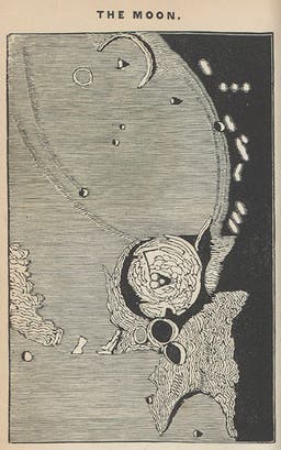 View of Mare Humorum on the lunar surface, woodcut, in James Breen, <i>Planetary Worlds</i>, 1854 (Linda Hall Library)