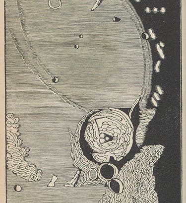 View of Mare Humorum on the lunar surface, woodcut, in James Breen, <i>Planetary Worlds</i>, 1854 (Linda Hall Library)