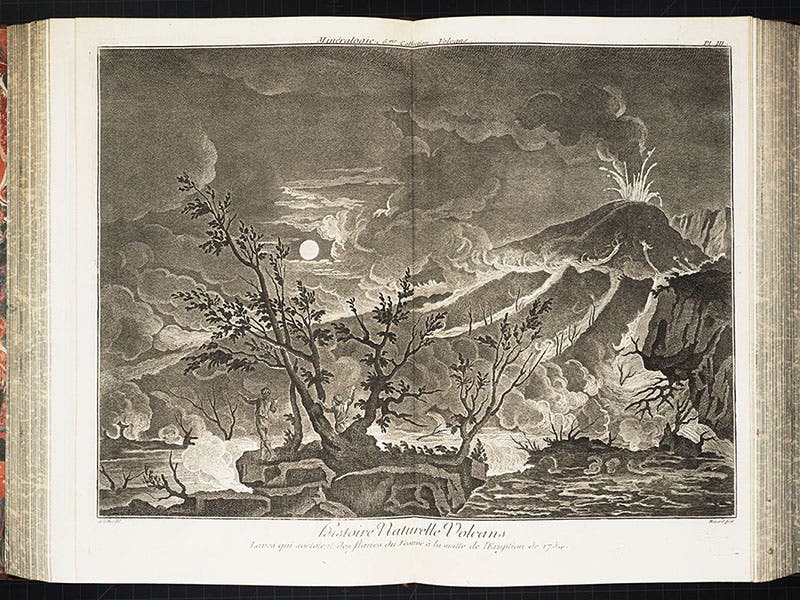 Eruption of Mount Vesuvius, engraving, in Encyclopédie, ed. by Denis Diderot, plate vol. 6, 1768 (Linda Hall Library)