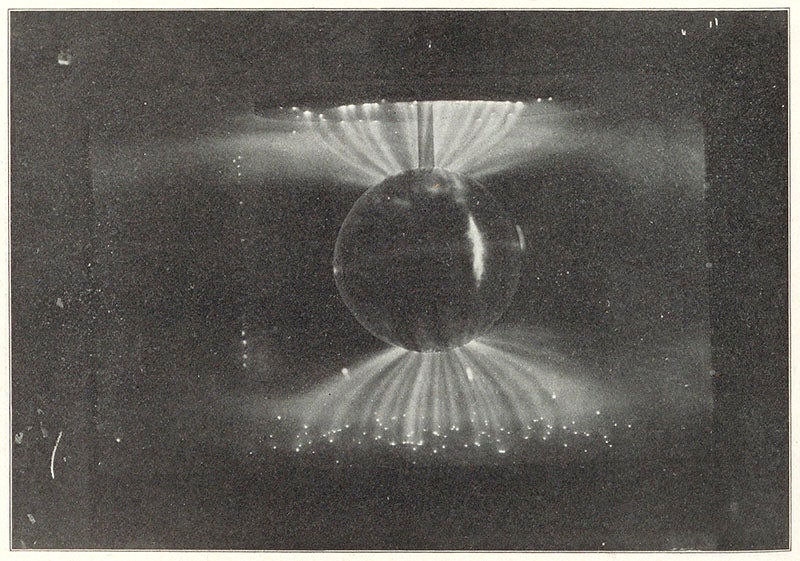Artificial auroras generated by Birkeland’s terrella, photograph, from his Norwegian Aurora Polaris Expedition, 1902-03, 1908-13 (Linda Hall Library)