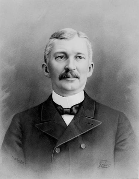 Portrait of James Edward Keeler, photograph, seemingly highlighted by hand, undated, ca 1898, Lick Observatory (lickobservatory.org)