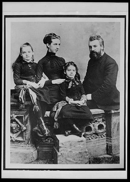 Alexander Graham Bell with his wife Mabel and daughters Elsie and Marian, photograph, 1885, Library of Congress (loc.gov)
