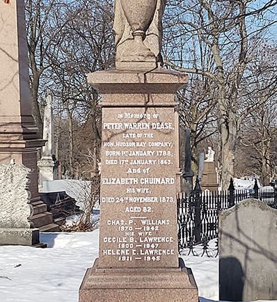 Gravestone of Peter Warren Dease, Cimetičre Mont-Royal, Outremont, Montreal Region, Quebec (findagrave.com)