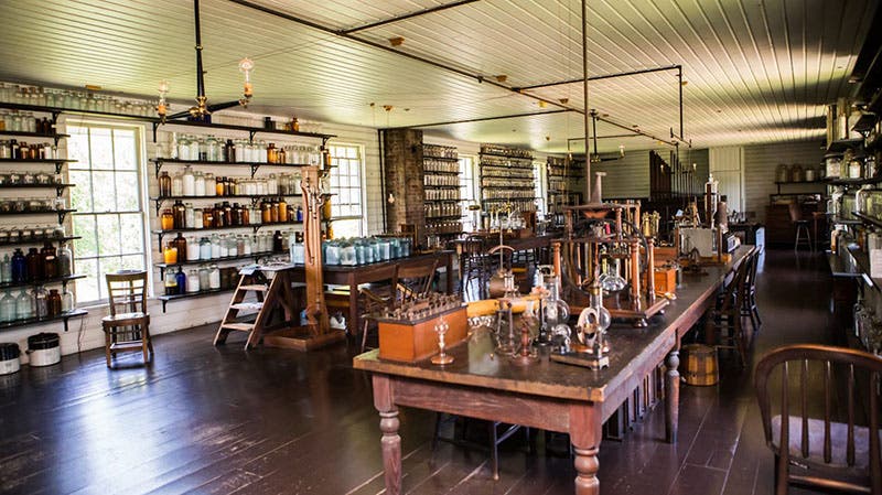 A recreated Menlo Park Lab building interior, recent photograph, Henry Ford Museum, Dearborn, Michigan (thehenryford.org)