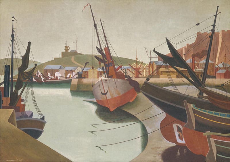 Seaport, by Edward Wadsworth, oil on canvas, 1923, the Tate (tate.org)