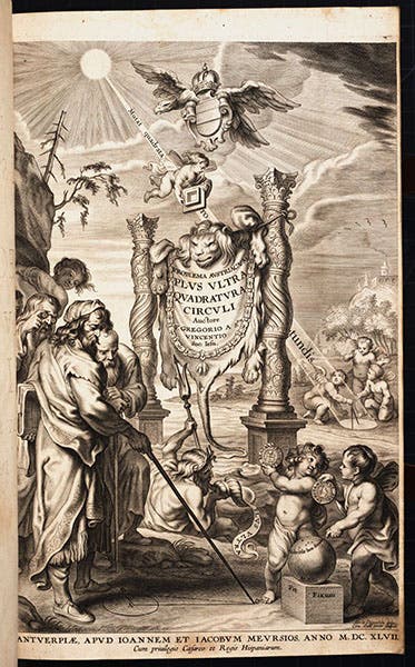 Engraved title page, Problema austriacum plus ultra: quadratura circuli, by Grégoire de Saint-Vincent, 1647 (Linda Hall Library)