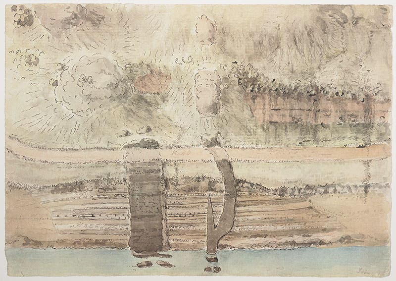 Intrusive dikes along Firth of Clyde, watercolor by John Clerk of Eldin, 1786 (Linda Hall Library)