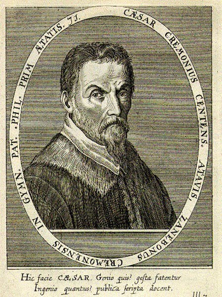 Portrait of Cesare Cremonini, engraving, undated (italyonthisday.com)