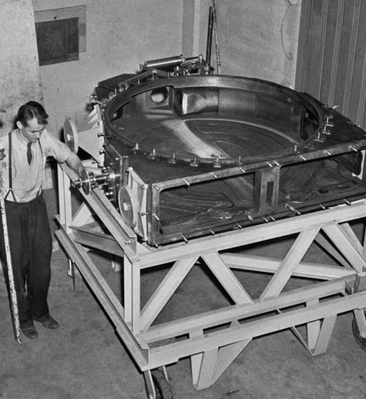 Edwin McMillan with one of the “Dees” for the 60-inch cyclotron at Berkeley, 1940 (nara.getarchive.net)