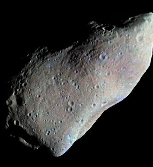 The asteroid 951 Gaspra, photograph taken by the Galileo spacecraft, Oct. 29, 1991 (Wikimedia commons)
