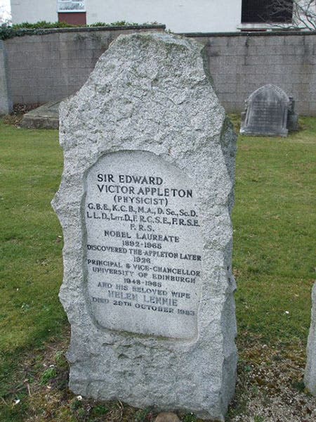 Tombstone for Edward Victor Appleton and his wife Helen, Morningside Cemetery, Edinburgh (Wikimedia commons)