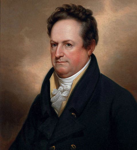 Portrait of DeWitt Clinton, oil, by Rembrandt Peale, ca 1823, location unknown (Wikimedia commons)