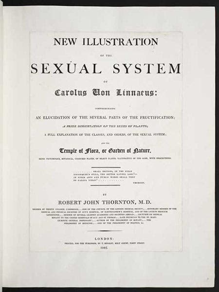 Title page, New Illustration of the Sexual System of Carolus von Linnaeus, by John Thornton, 1807 (Linda Hall Library)