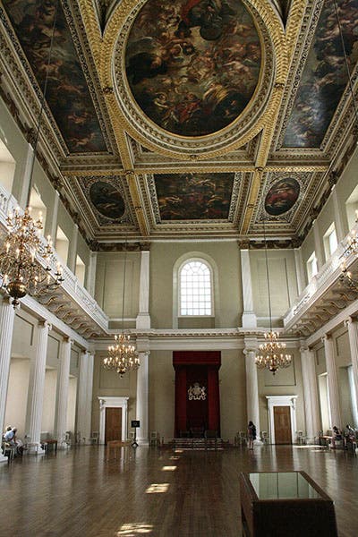 Interior of Banqueting House, designed by Inigo Jones, Whitehall, London, 1619-22 (Wikimedia commons)