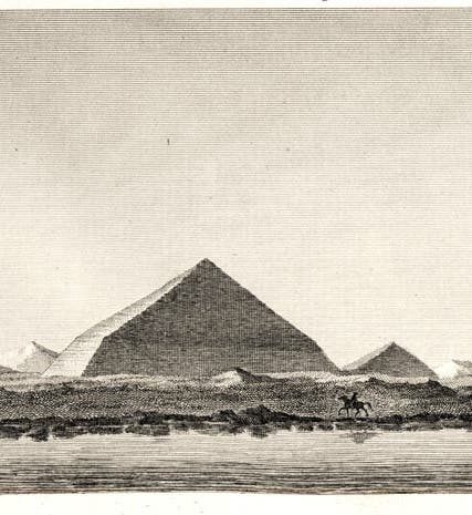 Pyramid at Fayum, drawn by Edme Jomard, detail of one figure on a larger engraved plate, Description de l’Égypte, Antiquités, vol. 4, 1817 (Linda Hall Library)