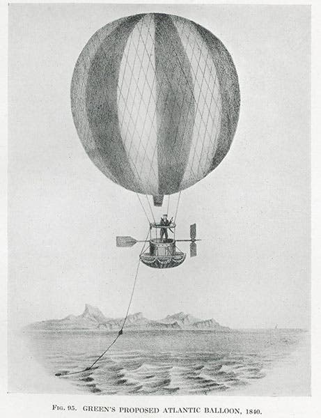 Charles Green’s design for a trans-Atlantic balloon, 1840, gravure in The History of Aeronautics in Great Britain, by John E. Hodgson, 1924 (Linda Hall Library)