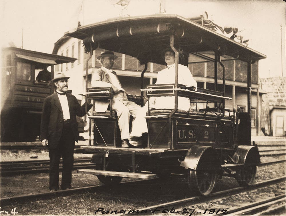 Left to right: John C. Trautwine Jr., A.B. Nichols, and Mrs. Trautwine, in Panama, February 27, 1915.
Nichols’ friend John Trautwine Jr. was a civil engineer and the son of John Cresson Trautwine, the engineer who surveyed the route for the construction of the Panama Railroad in the 1850s.
View in Digital Collection »