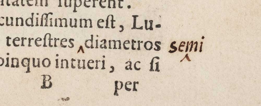 Diametros correction, fine paper issue, Sidereus Nuncius