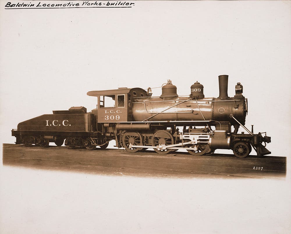 A locomotive for the Isthmian Canal Commission, supplied by the Baldwin Locomotive Works of Philadelphia. From A. B. Nichols Notebooks. View in Digital Collection »