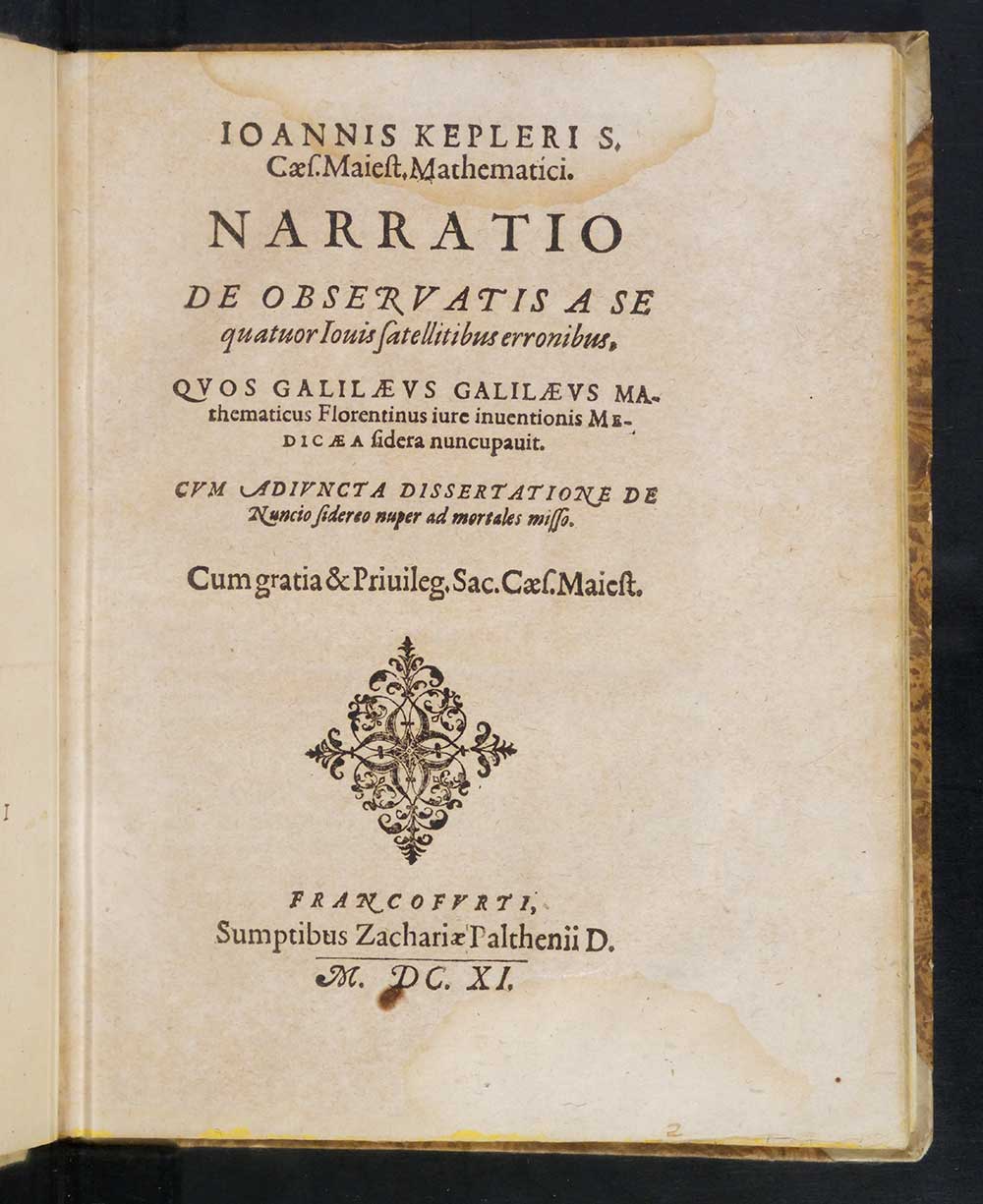 Title page for the Narratio, 1611