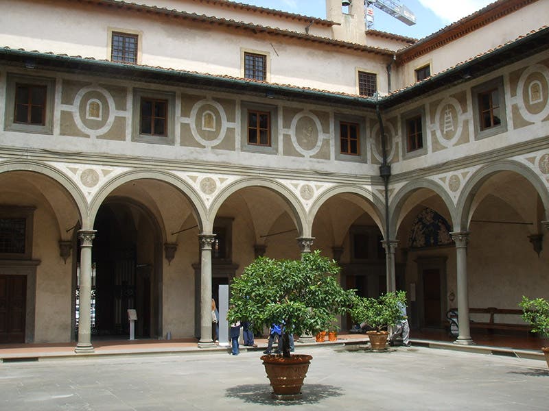 Men’s cloister of the Ospedale degli Innocenti (Hospital of the Innocents), Florence, completed 1445 (Wikimedia commons)
