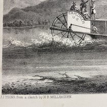 Detail of second image, with signature line “J.J. Young after a sketch by H.B. Mollhausen,” frontispiece lithograph, Report upon the Colorado River of the West, explored in 1857 and 1858, by Joseph C. Ives, 1861 (Linda Hall Library)