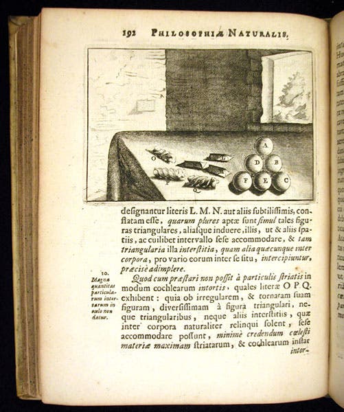Three states of matter according to Descartes, text engraving in Wolferd Senguerd, Philosophia naturalis, 1685 (Linda Hall Library)