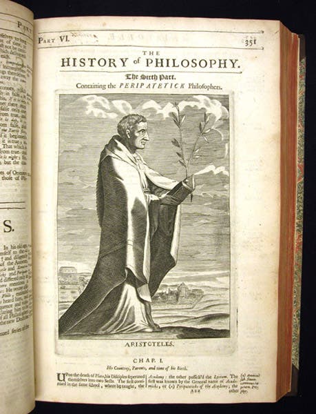 Portrait of Aristotle, engraving, in The History of Philosophy, by Thomas Stanley, 1687 (Linda Hall Library)