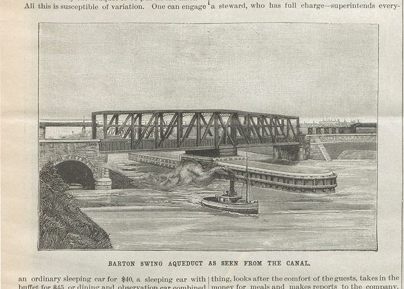 The Barton Swing Aqueduct, view from Manchester Ship Canal, photoengraving, Scientific American, vol. 70, Mar. 10, 1894 (Linda Hall Library)