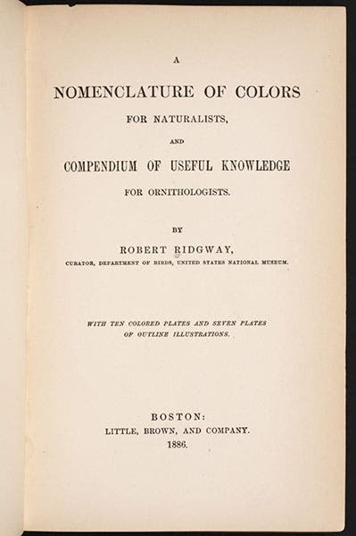 Title page, A Nomenclature of Colors for Naturalists, by Robert Ridgway, 1886 (Linda Hall Library)