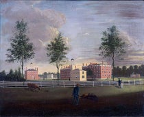 Bowdoin College, painting by John G. Brown, ca 1822, Bowdoin College Museum of Art (Wikimedia commons)