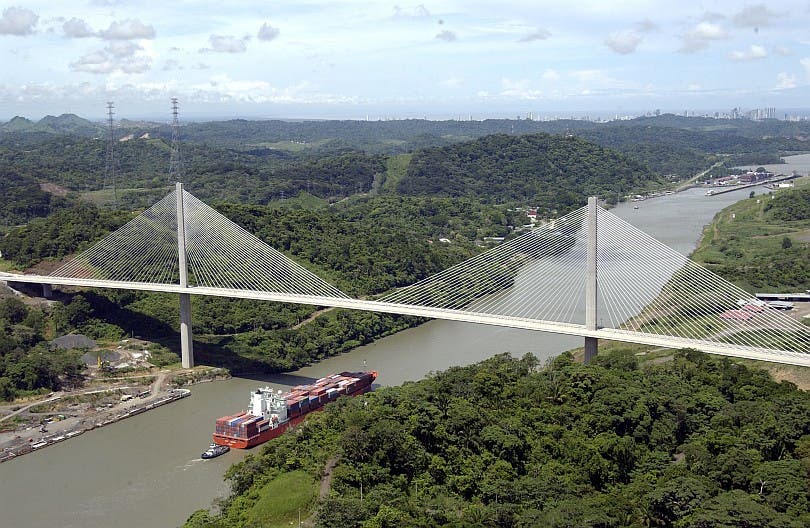 Centennial Bridge across Culebra Cut. Image courtesy of the Panama Canal Authority.