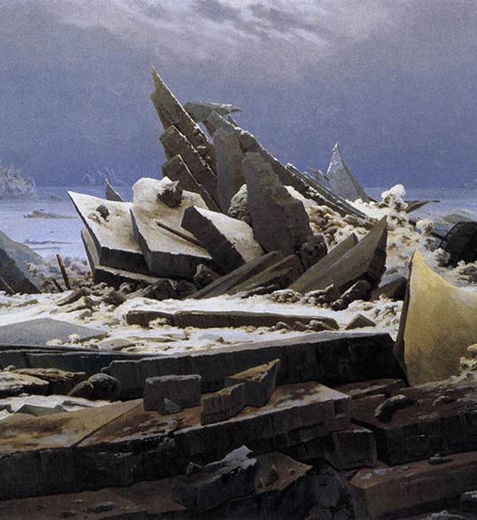 The Sea of Ice, oil on canvas, by Caspar David Friedrich,1824, Kunsthalle, Hamburg (wga.hu)